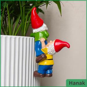 Hanak Cute Climbing Gnome Figurines Flower Pot Hugger Hanging Garden Gnomes Plant Decorations For Pots Resin Hanging Gnome Figurine