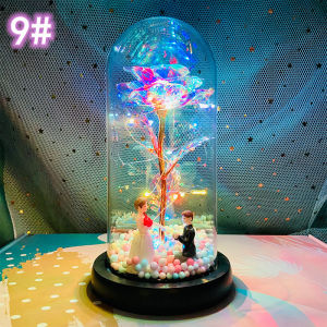 Giấc Mơ Thợ Săn đèn Led hoa Món Quà hoa hồng cổ tích Vĩnh Cửu 24K lá vàng kim Phát Quang tiên hoa Đèn dây Trong mái vòm thủy tinh Cho Valentine Hạnh Phúc ngày của mẹ Món Quà Những Người Yêu Thích Món Quà