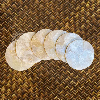 6 pcs of Round Coasters made from Capiz / Kapis Shells | Elegant Design | Makakapal