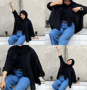 Kemeja wanita ootd korea oversize atasan wanita terbaru linen angel
