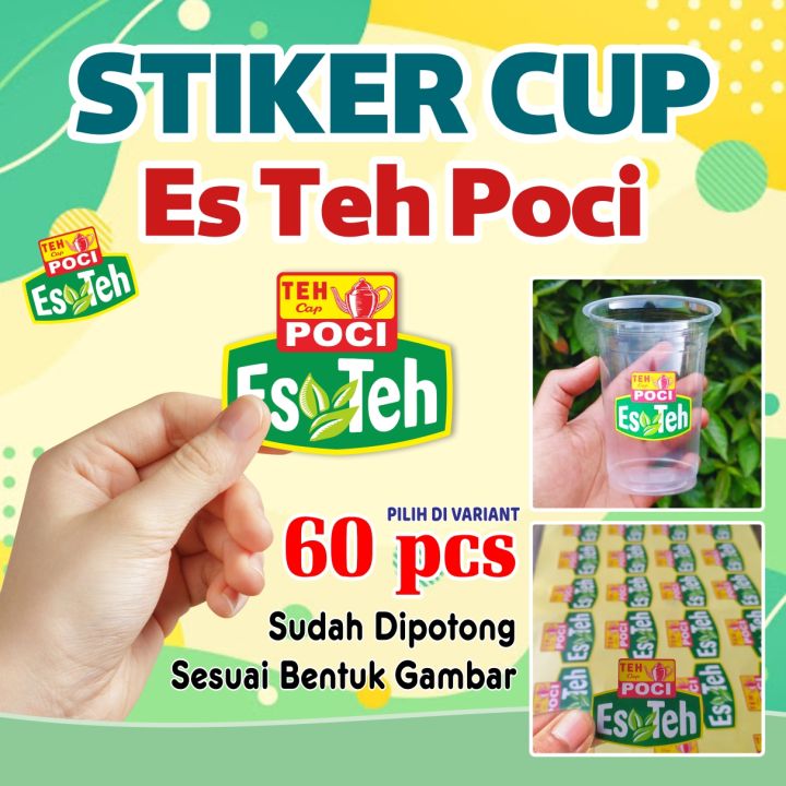 stiker gelas cup es teh poci label minuman | Lazada Indonesia