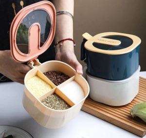 Tempat Bumbu Toples 4 Sekat 4in 1 Kotak Dapur Wadah Serbaguna Box Snack