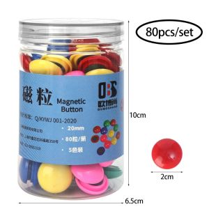 80pcs Blackboard Whiteboard Magnet Stickers Whiteboard Magnetic Magnet Buttons Sticker Buttons Sticker for Office School DIY Fridge Magnets Teaching Aids