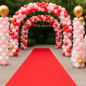 พรมแดงอัดเรียบหนา 2-3มม. ขนาด 1.5x10 เมตร สำหรับปูพื้นงานอีเว้นท์ งานแต่งงาน งานพิธีทางศาสนา ถวายวัด ปูร้านค้า ไก่ชน และงานDIY