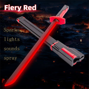 80cm Toy Sword LaserSword That Sprays Mist Emits Sparks Adiustable Rgb Lights Rechargeable