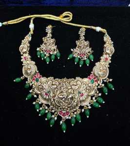 Green Beads Krishna Necklace
