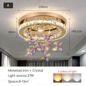 Modern Dining Room Crystal Light Circular Bedroom Ceiling Light LED Luxury Living Room Decorative Lamp