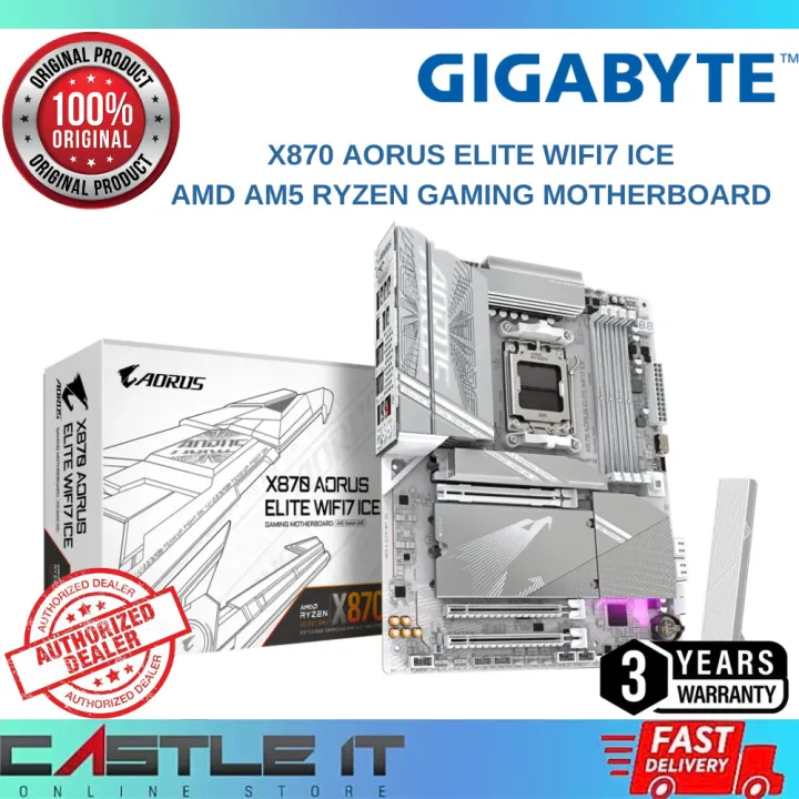 GIGABYTE X870 AORUS ELITE WIFI7 ICE AM5 ATX DDR5 White Motherboard Support Ryzen 7000 8000 9000
