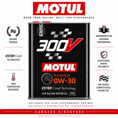 🇸🇬 MOTUL 300V POWER/COMPETITION 2 LITRES - 0W20 0W30 0W40 5W30 5W40 5W50 10W40 15W50 [QR CODE AUTHENTIC]