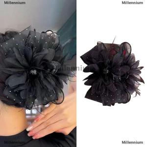 [COD] Millennium Lưới Ren Màu Đen Lông Ribbon Bow Móng Vuốt Tóc Kẹp Tóc Lớn Ponytail Chủ Tóc Clip Tóc Phụ Kiện Tóc Cho Phụ Nữ