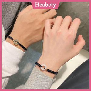Heabety Lucky Couple Bracelet Peace Buckle Hand Weaving Bracelet Vintage Girlfriend Birthday Gift