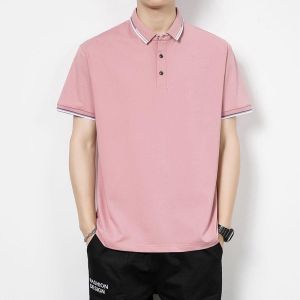 Casual Polo Shirt Breathable Soft Fabric Cotton Slim Fit Stylish Collar Top Work Casual Menswear