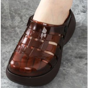 Sepatu Sandal Wanita Jelly Youth Balance Motif Strap Jaring Tali Belakang Hak Tinggi 0234