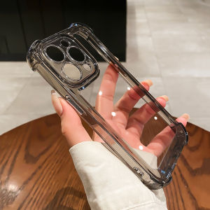 CrashStar Thickened Corner Anti-fall Hard Transparent Phone Case For iPhone 16 15 14 Pro Max Plus 16e 13 12 11 Pro Max Clear Shockproof Phone Casing Thick Edge Silicone Phone Cover With Full Cover Lens Camera Protection Top Seller