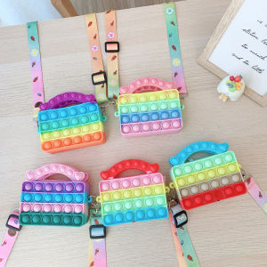 New Pop It Fidget Toys Pop It Sling Bag Push Bubbles Toy Rainbow Coin Purse Wallet Bag Silica Simple Dimple Crossbody Bags for Girls