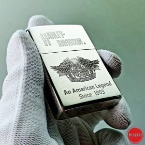 Bật Lửa Zippo Harley-Davidson Bạc Khối Sterling Silver Armor 2022 ( Tặng Phụ Kiện ) Hột Quẹt Xăng Đá Zippo