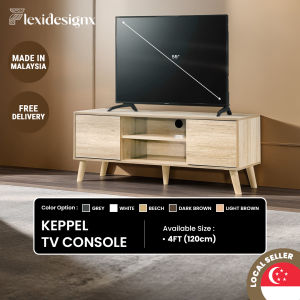 Flexidesignx KEPPEL TV Console 4ft 6ft Soft Close Cabinet Walnut Grey Fits Up to 65inch TV