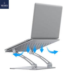 WIWU Adjustable Laptop Stand for Desk Ergonomic Portable Laptop Stand Up with Heat-Vent Compatible with MacBook Pro All Laptops 11-16"(Siliver)