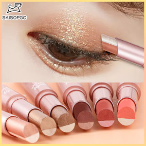 SKISOPGO Gradient Eye Shadow Pen Waterproof Sweatproof Pearlescent Fine Flash Lazy Eyeshadow Stick Two Colors