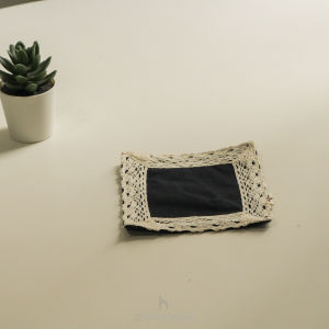 Coaster Kain Linen Renda/Tatakan Gelas Kain/Alas Gelas/Properti Foto Makanan Dan Minuman