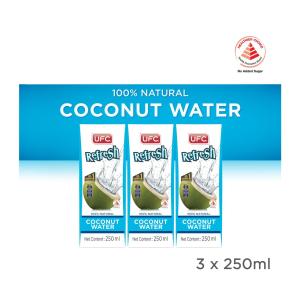 UFC Refresh 100% Natural Coconut Water (250ML X 3)