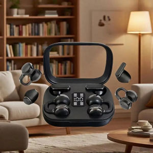 Beiziye Two Pairs Wireless Earbuds 2 in 1 Ear Clip in-ear Bluetooth 5.4 ENC Noise Canceling LED Digital Display HIFI Stereo LED Display Waterproof Wireless Earbuds for Couple