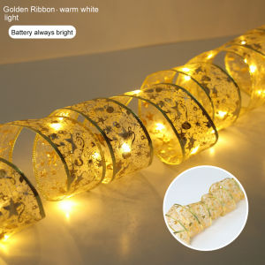 Christmas Ribbon LED Lights (4m/10m) Christmas Tree Decoration Glow Ribbon Lights suitable for Parties Wedding Holidays New Year Golden Warm
