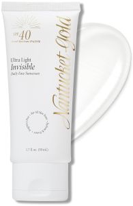 100% Invisible Daily Face Moisturizer with SPF 40 + Hyaluronic Acid + Vitamin C Weightless Scentless Primer - For All Skin Skin Tones - 1.7 fl oz
