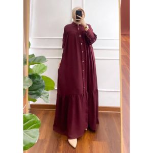 .. promo GAMIS JUMBO BAHAN RAYON CRINGKLE PREMIUM ADEM TEBEL MODEL KANCING BUTON BAJU LEBARAN POLOS
