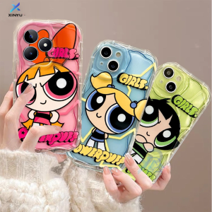 (Lokal Ready) Xinyu Casing hp iPhone 11 iPhone 7 Plus iPhone 12 14 13 15 Pro Max XR 8Plus X XS Max 6s 7 8 6 Plus SE 2020 Kartun Cewek Super Keren Gadis 3D Wavy Curved Edge Soft Case