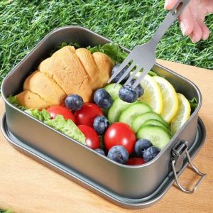 BFCGBH Rectangle Stainless Steel Lunch Box Buckle Lock 1/2/3grids Food Container Durable Leak-proof Food Storage Box Microwave