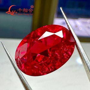 3x4mm-13x18mm Phòng thí nghiệm phát triển Ruby Gemstone 5 # Màu đỏ Hình dạng hình bầu dục Cắt tự nhiên Đá corundum tổng hợp với Inculsions Đá Ruby lỏng lỏng phụ kiện DIY