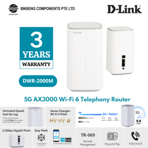 D-Link DWR-2000M 5G Sim Card Wi-Fi 6 AX1800 Telephony Router with Vo5G/VoLTE & Dual 2.5G Ports