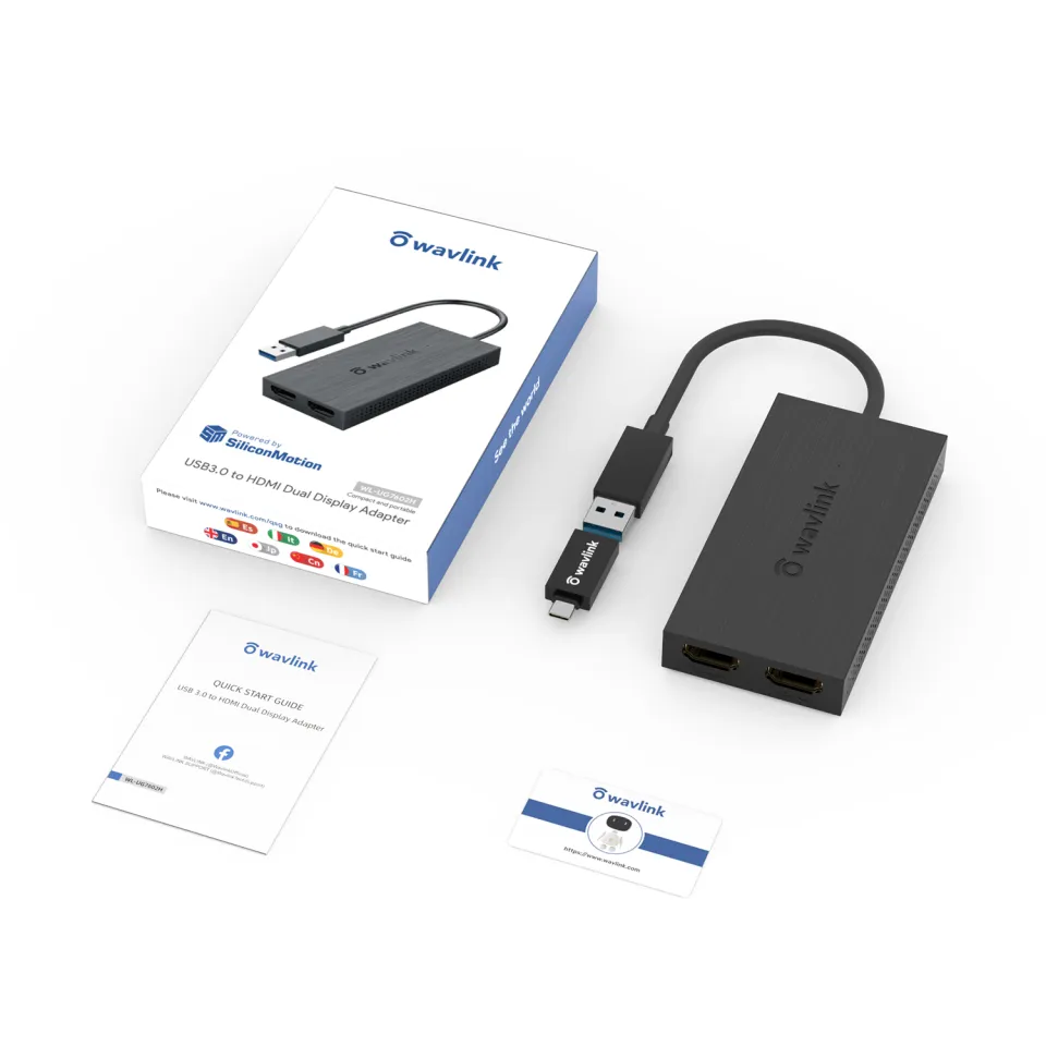 Wavlink Usb To Dual Hdmi Monitor Adapter Universal Usb-C Hub