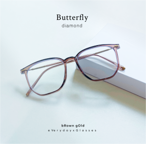 EVERYDAY แว่นกรองแสงสีฟ้า รุ่น BUTTERFLY bLue bLock กรอบวัสดุTR90 ขาสปริงเกลียว สตีลโคเมียม น้ำหนักเบา สวมใส่ได้ทั้งวัน รูปหน้าละมุน
