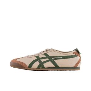 Onitsuka Tiger MEXICO 66 Brown Green For Men And Women Shoes Retro Neutral Flat Bottomed Board Shoes 100% Original