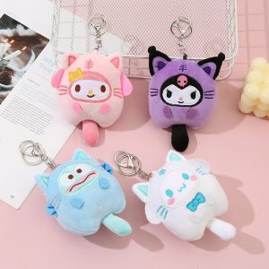 Sanrio Kuromi Cinnamoroll Plush Doll Keychain Kawaii Anime Cartoon Backpack Cute Pendant Stuffed Decoration Toys Childrens Gift