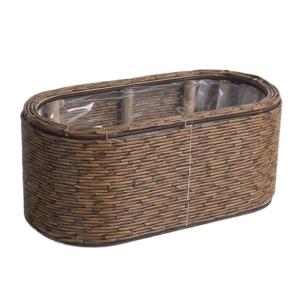 Natural Rattan Flower Pot Rural Planter With Plastic Liner Great For Indoor Gardens And Outdoor Balcony Desk Storage Use
