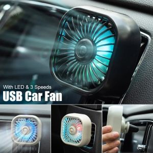 Quiet Portable USB-Powered 3-Speed Car Air Vent Cooling Fan with Multicolor LED Lights Car Fan for Seat Heat Dissipation Auto Accessories