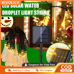 LVYIMAO Solar Christmas Lights Water Droplet Solar String Lights Outdoor Waterproof Ambient Light Decorative Courtyard Garden Decorative 8 Lighting Modes For Christmas Tree