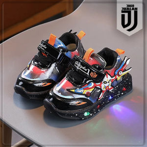 Sepatu Sneakers ULTRAMAN Lampu LED Anak Balita Sporty / Sepatu Kets Tali Perekat Anak Laki Laki usia 1 2 3 4 5 6 tahun / Sepatu MENYALA Anak Cowok Fashion Trendy / Sepatu Baby Casual Pria Sol Menyala Karakter Superhero / Sepatu Running Anak LED Lucu Keren