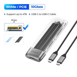 เคส SSD M.2 ORICO Dual Protocol NVME SATA SSD Enclosure เครื่องมือโลหะฟรี10Gbps M.2เป็น USB ประเภท C โปร่งใสอะแดปเตอร์ภายนอกพกพา
