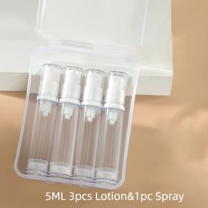 BNUE1 3/4Pcs 5ml/10ml/15ml Bộ Chai du lịch có thể đổ đầy lại Rỗng Có thể đổ đầy lại Hộp đựng mỹ phẩm Nhựa Nhãn Chai bơm kem dưỡng da Du lịch