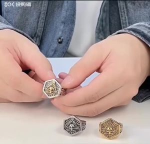 Stainless Steel Freemasonry G Ring Vintage Silver Gold Plated Black Mens Rings Jewelry.AutoMaxion