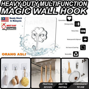 MALAYSIA STOCK 10pcs Heavy Duty Multifunction Magic Wall Hook Without Nails Transparent Super Strong Sticky Home Living Kitchen Bathroom Ceiling Door Adhesive Mini Hooks Hanger No Drill Screw Load-Bearing Non-Trace Nano Suction Reusable Washable