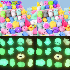 Glow in the dark 30Pcs Kawaii Pop It Fidget Toy Cute Mini Slow Rising Squeeze Ball Cell Soft Squishy Sticky Animals Healing Anti-stress Toy Stress Reliever Decor Toys