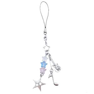 Earphone Notes Star Guitar Pendant Phone Charm Hanging Rope Phone Chain Strap Bag Decoration Lanyards Keychain Accessory