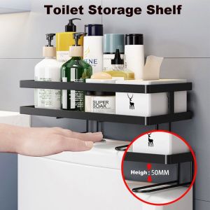 (ship within 24h)Bathroom Shelf Above Toilet Water Tank Reusable Heavy Duty Kitchen Bathroom accessories Toliet Shelf Iron Storage Rack Hook Organizer Home shelves