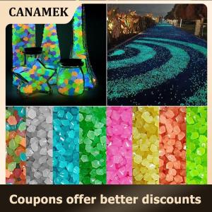 【 CANAMEK 】 50PCS Outdoor Luminous Stones Glow In Dark Garden Pebbles Fish Tank Decoration