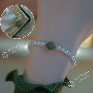 Viviann Original Jade Emerald Agate Beads Bracelet Pearls Adjustable Bangle Charm Jewelry Hetian jade Yoga Pendant Bracelet Pearls Jade Gold Bracelets for Women
